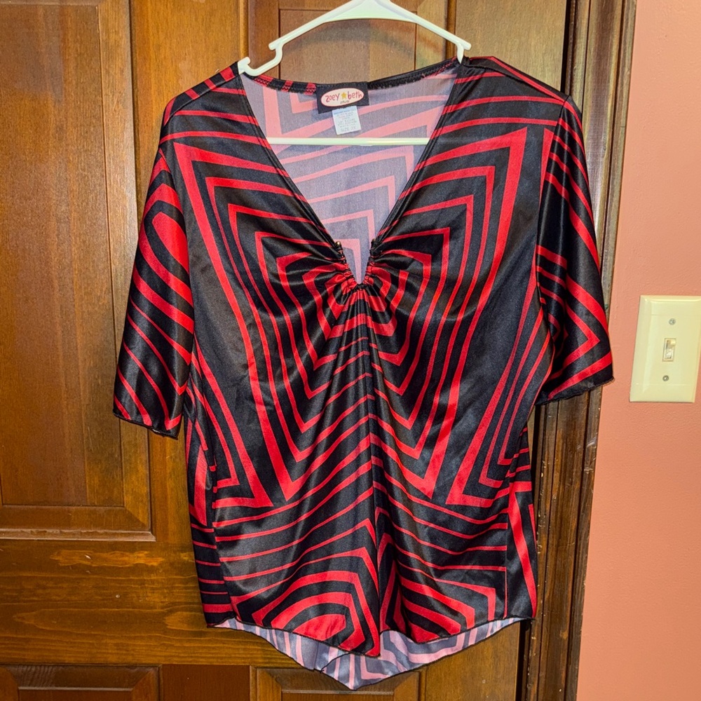 Zoey Beth Red & Black V-Neck Top